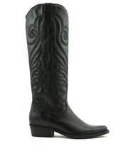 Felmini — D559 Tall Embroidered Cowboy Boot - Black