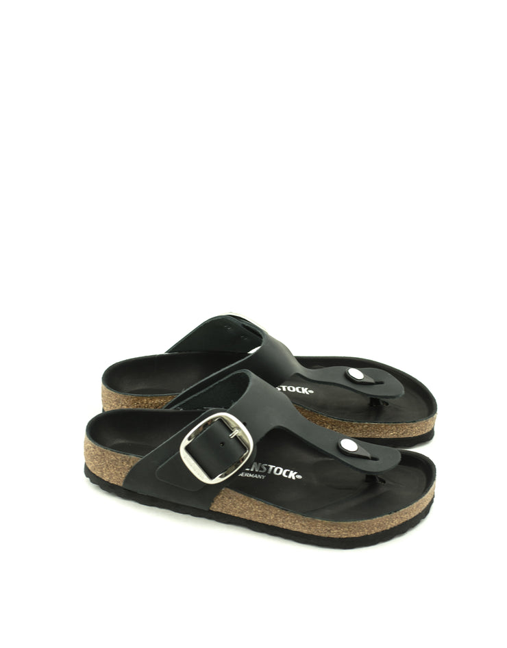 Birkenstock — Gizeh Big Buckle Leather - Black Regular Width