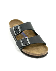 Birkenstock — Arizona Oiled Leather Soft Footbed - Black Regular Width