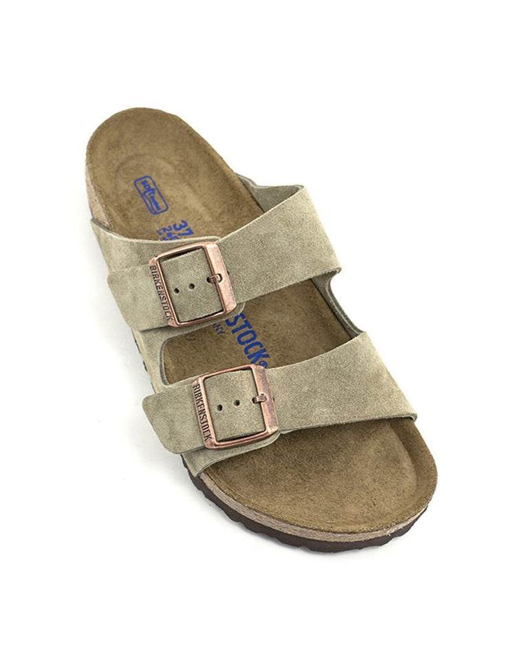 Birkenstock — Arizona Suede Soft Footbed - Taupe Regular Width