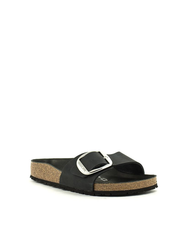 Birkenstock — Madrid Big Buckle Sandal Waxy Leather - Black Narrow Width