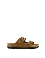 Birkenstock — Arizona Suede Soft Footbed -  Mink Narrow Width