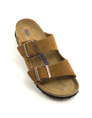 Birkenstock — Arizona Suede Soft Footbed -  Mink Narrow Width