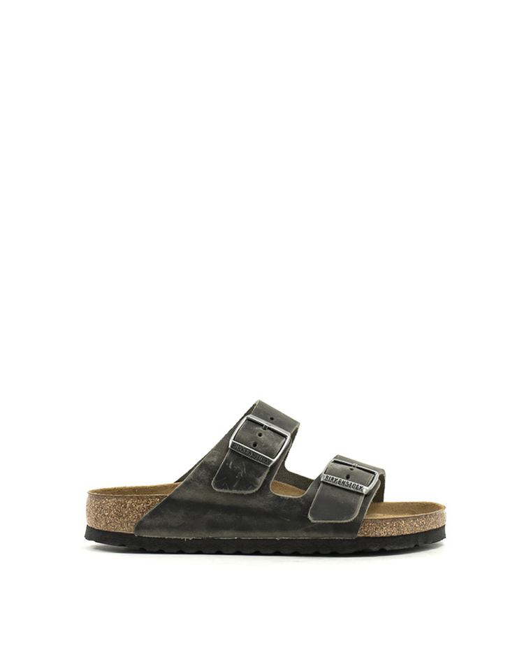 Birkenstock — Arizona Waxy Leather Soft Footbed - Iron Regular Width