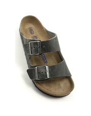 Birkenstock — Arizona Waxy Leather Soft Footbed - Iron Regular Width