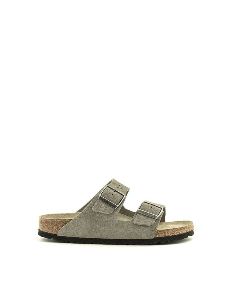 Birkenstock — Arizona Suede Soft Footbed - Stone Coin Narrow Width