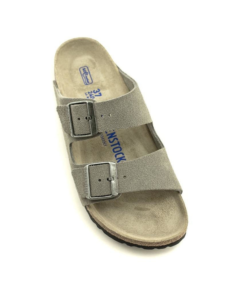 Birkenstock — Arizona Suede Soft Footbed - Stone Coin Narrow Width