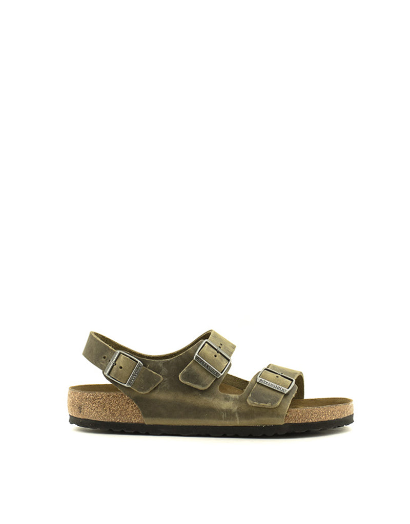 Birkenstock — Milano Oiled Leather Regular Width Faded Khaki