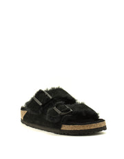 Birkenstock — Arizona Shearling - Black Suede Narrow Width