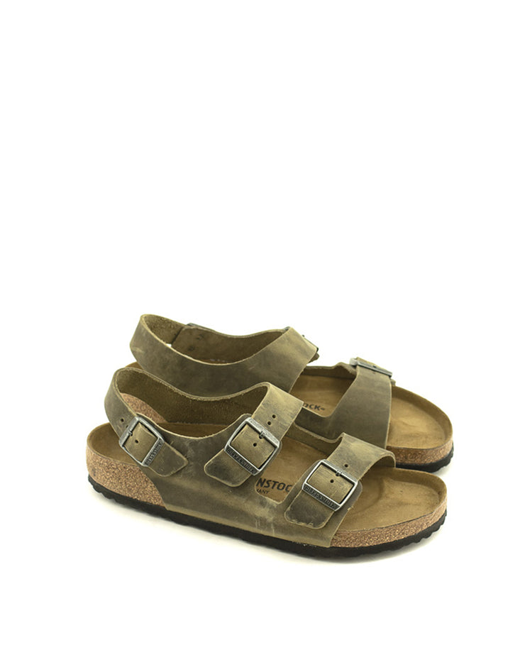 Birkenstock — Milano Oiled Leather Regular Width - Faded Khaki