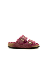 Birkenstock — Arizona Shearling Suede - Maroon Regular Width