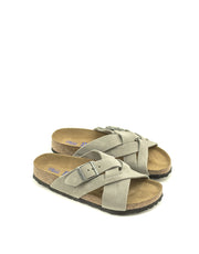 Birkenstock — Lugano Suede Soft Footbed - Stone Coin Narrow Width