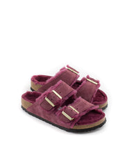 Birkenstock — Arizona Shearling Suede - Maroon Regular Width