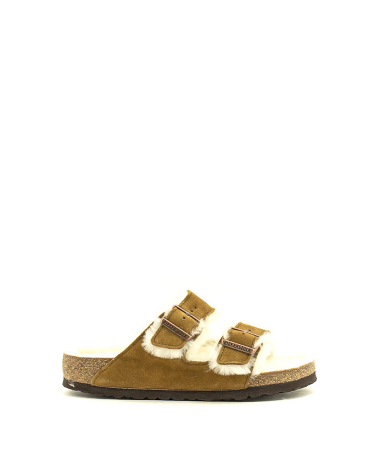 Birkenstock — Arizona Shearling Suede - Mink Regular Width