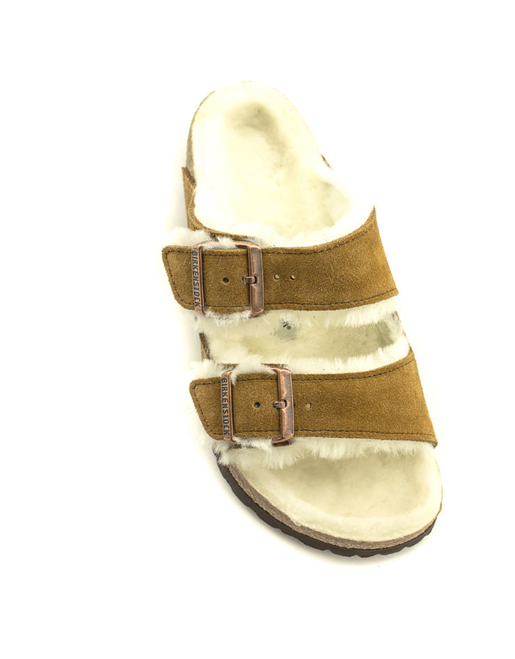 Birkenstock — Arizona Shearling Suede - Mink Regular Width