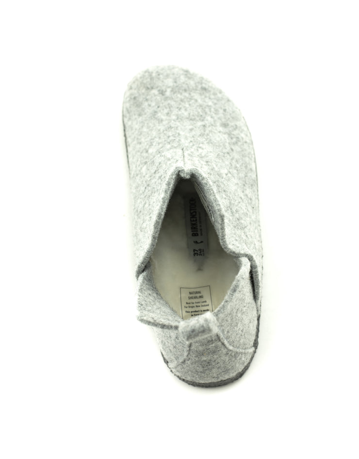 Birkenstock — Andermatt Shearling Wool Bootie Slipper - Light Grey Narrow Width