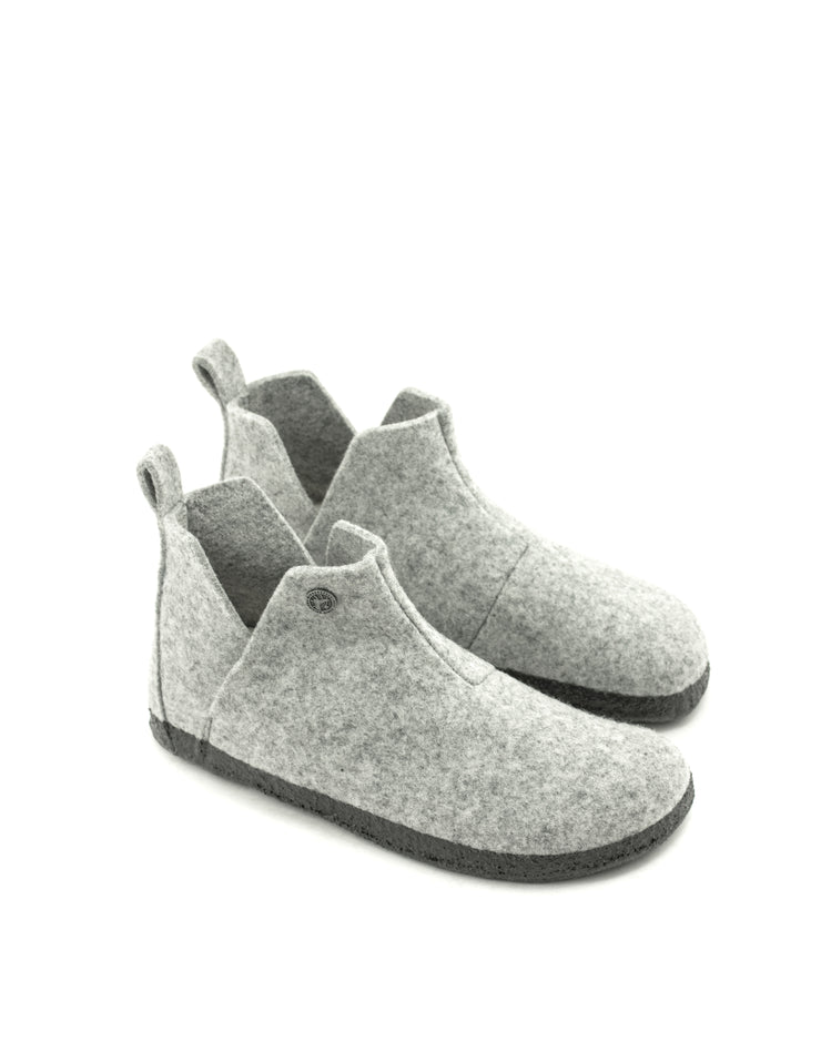 Birkenstock — Andermatt Shearling Wool Bootie Slipper - Light Grey Narrow Width