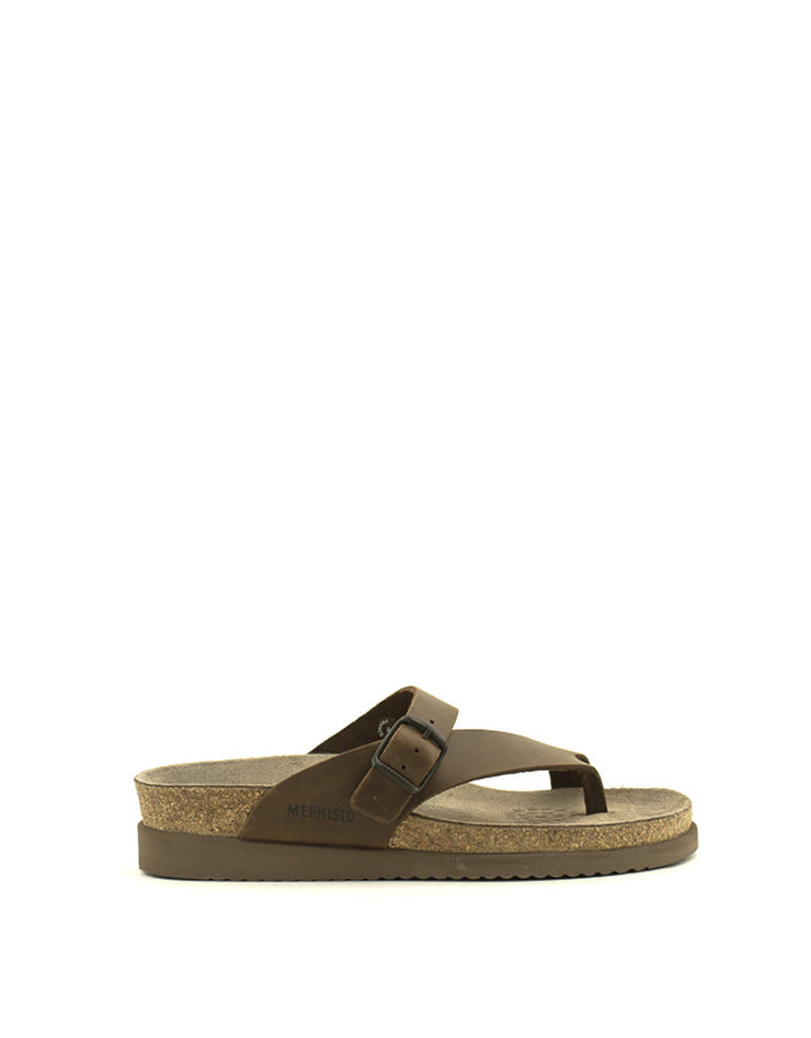 Mephisto — Helen Sandal Waxy Leather - Dark Brown Scratch