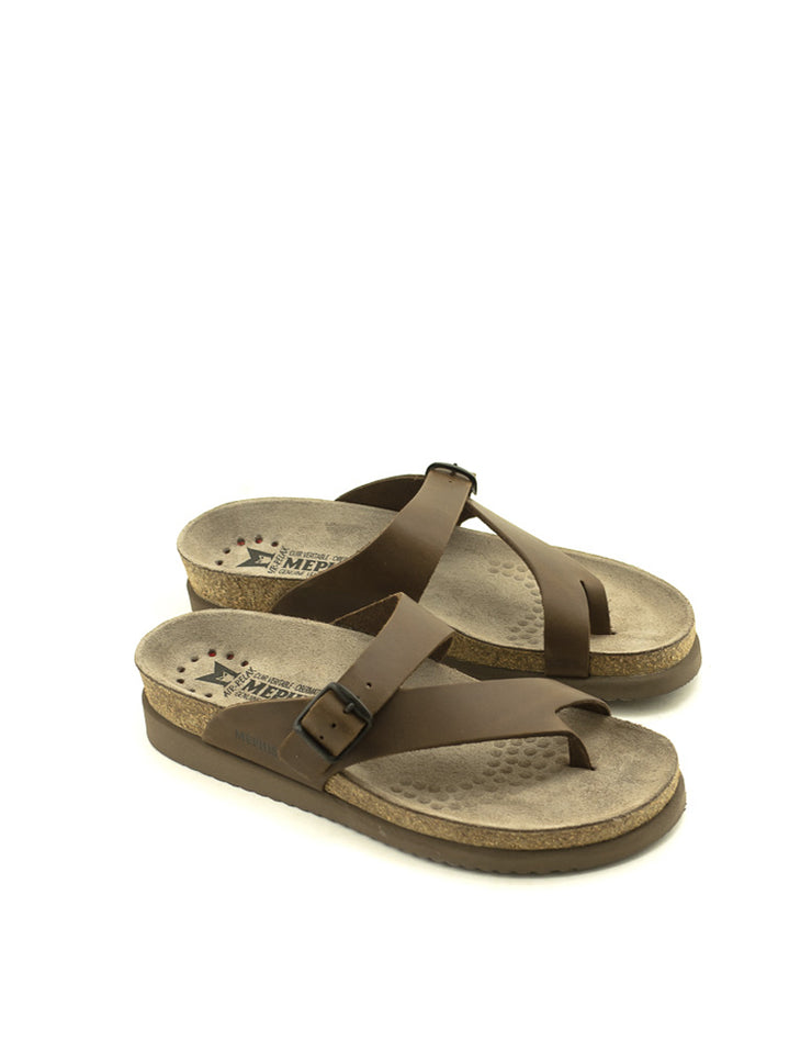 Mephisto — Helen Sandal Waxy Leather - Dark Brown Scratch
